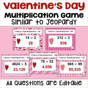 Valentine's Day Multiplication Game