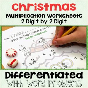 Christmas 2 digit by 2 digit Multiplication Worksheets