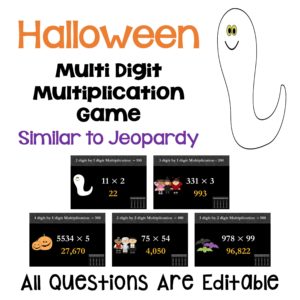 Halloween Multiplication Game Similar to Jeopardy