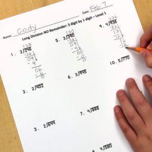 3 digit by 1 digit long division worksheets