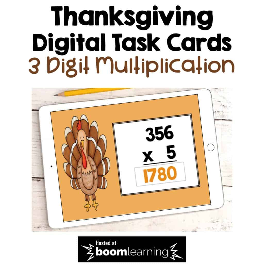 Thanksgiving BOOM cards for 3 digit multiplication