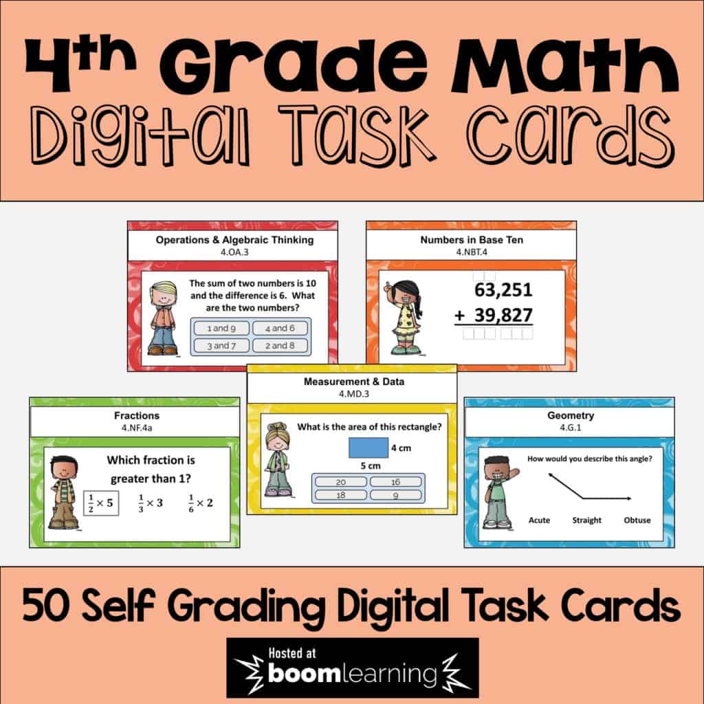 4th Grade Math Boom Cards for Test Prep and End of Year Review