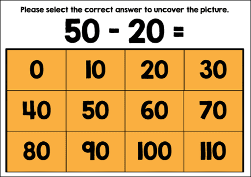 Example of 12 answer grid for Hidden Pictures Boom Cards