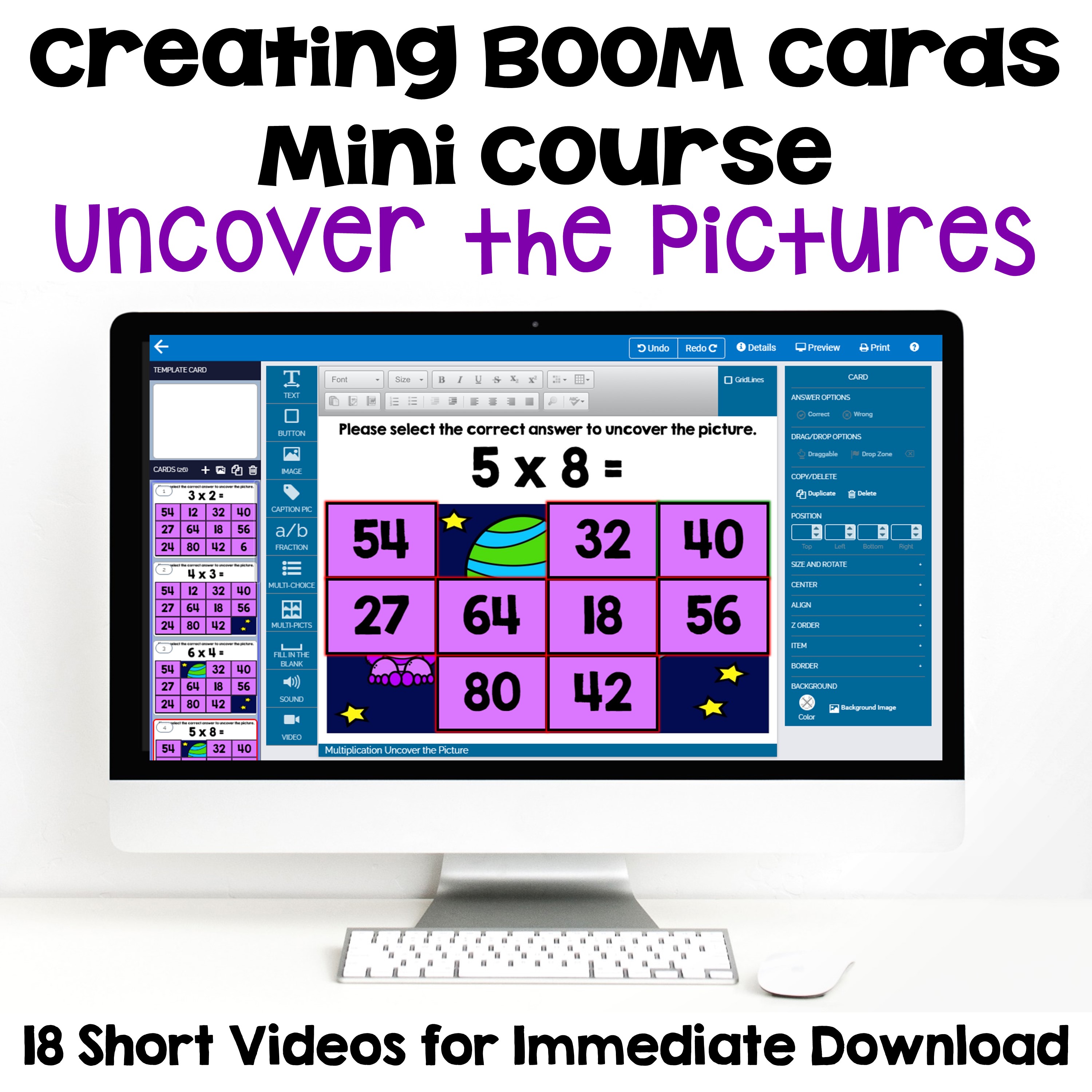 Creating Boom Cards Mini Course for Uncover the Pictures