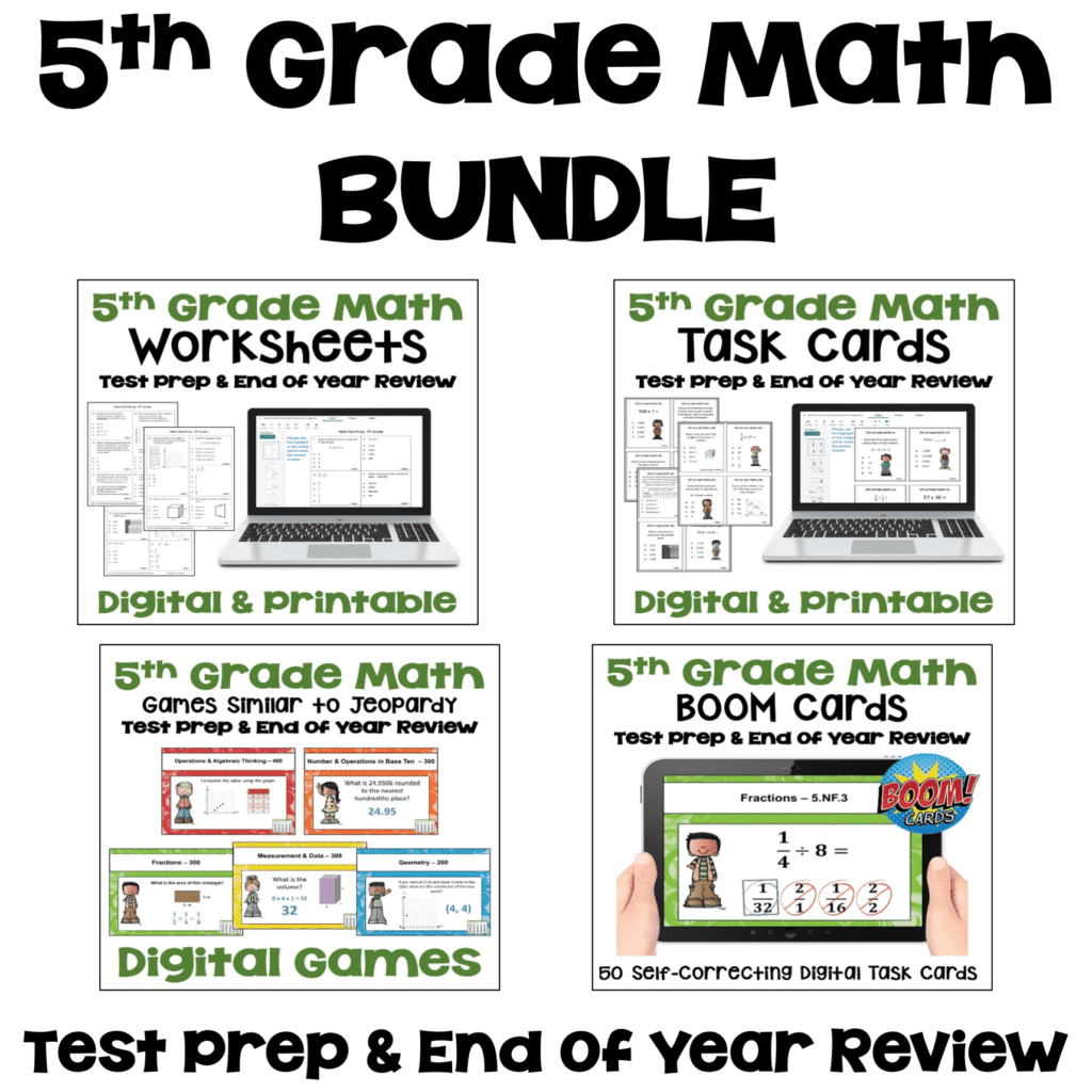 5th Grade Math Review and Test Prep Bundle