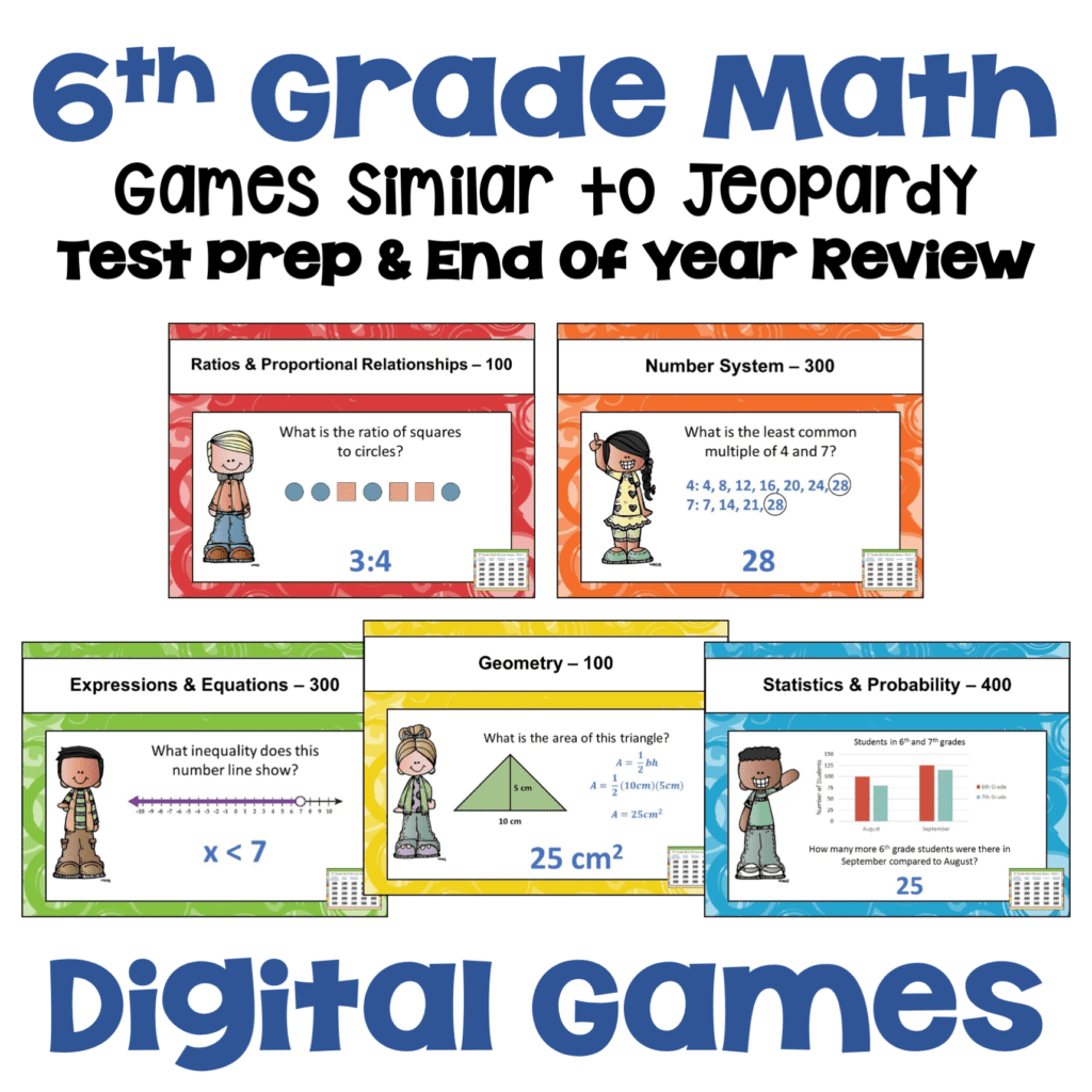 6th Grade Math Review Games for Test Prep and End of Year Review