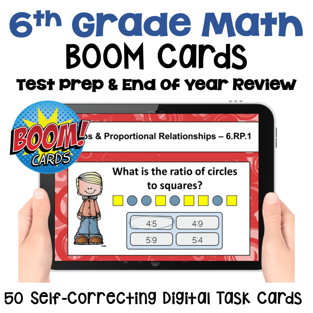 6th Grade Math Boom Cards for Review and Test Prep
