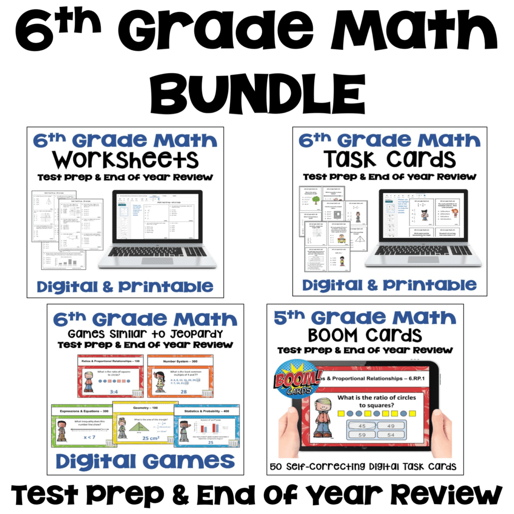 6th Grade Math Review and Test Prep Bundle