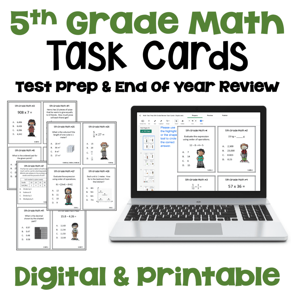 5th Grade Math Task Cards 