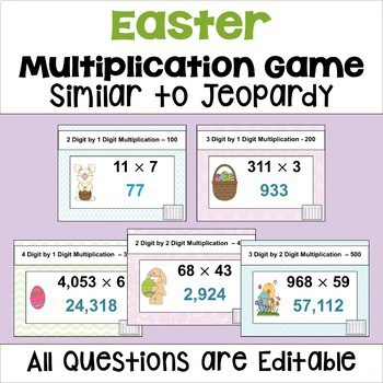 Easter Multiplication Game Similar to Jeopardy