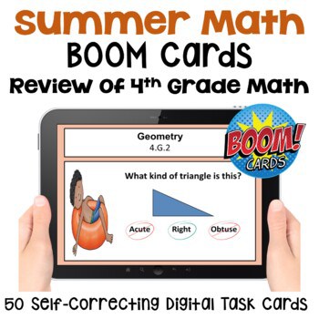 Summer Math Self-Correcting Boom Cards with a Review of 4th Grade Math