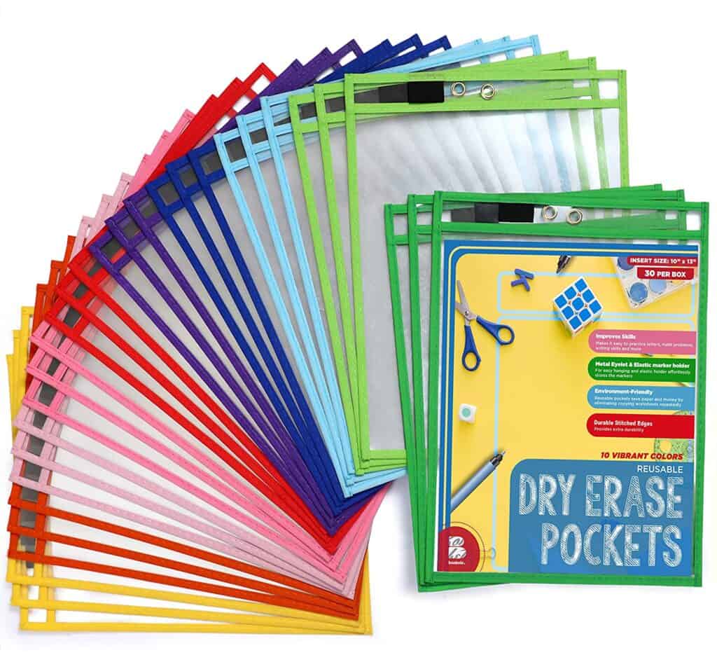 dry erase pockets for the classroom