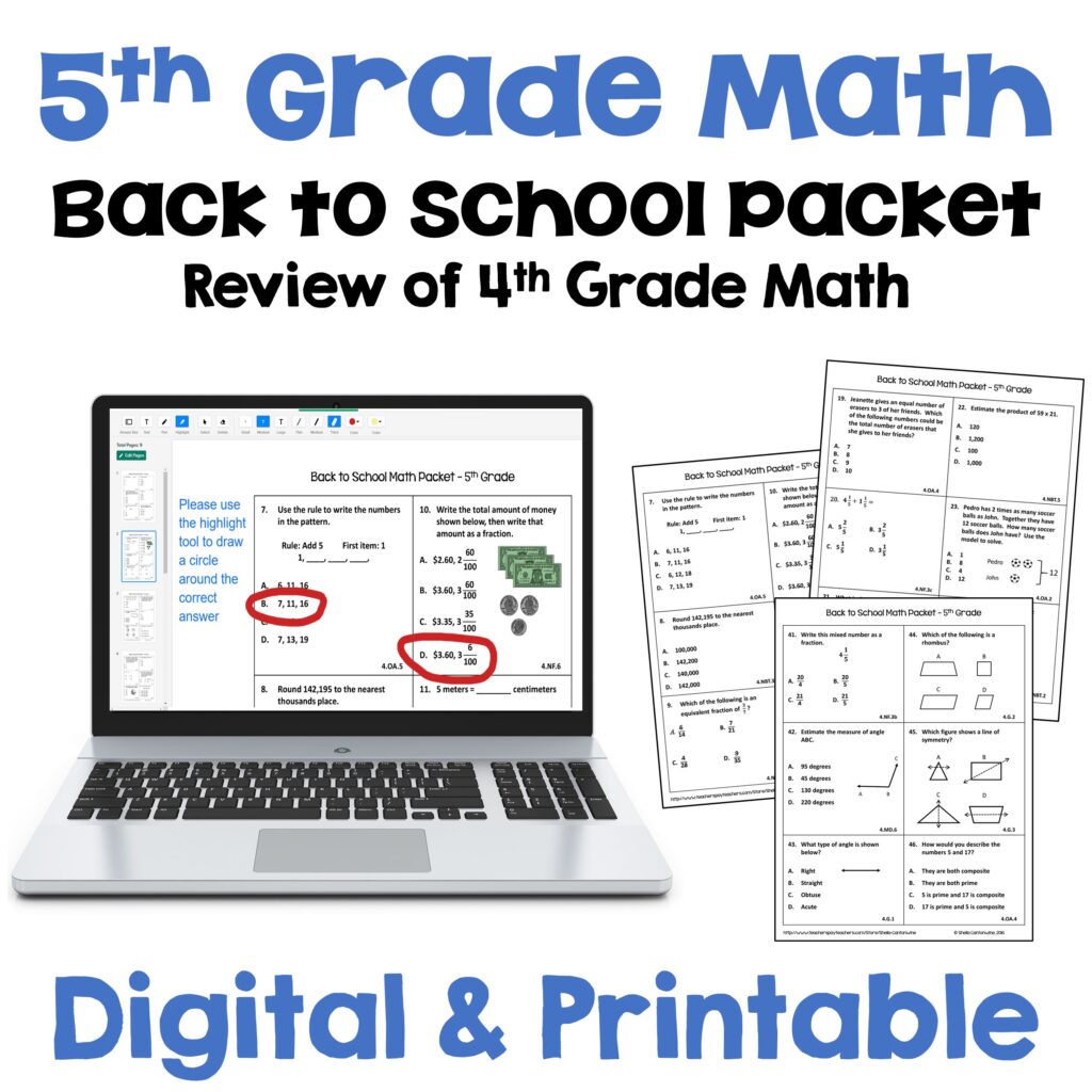 5 Back to School Activities for 5th Grade Math