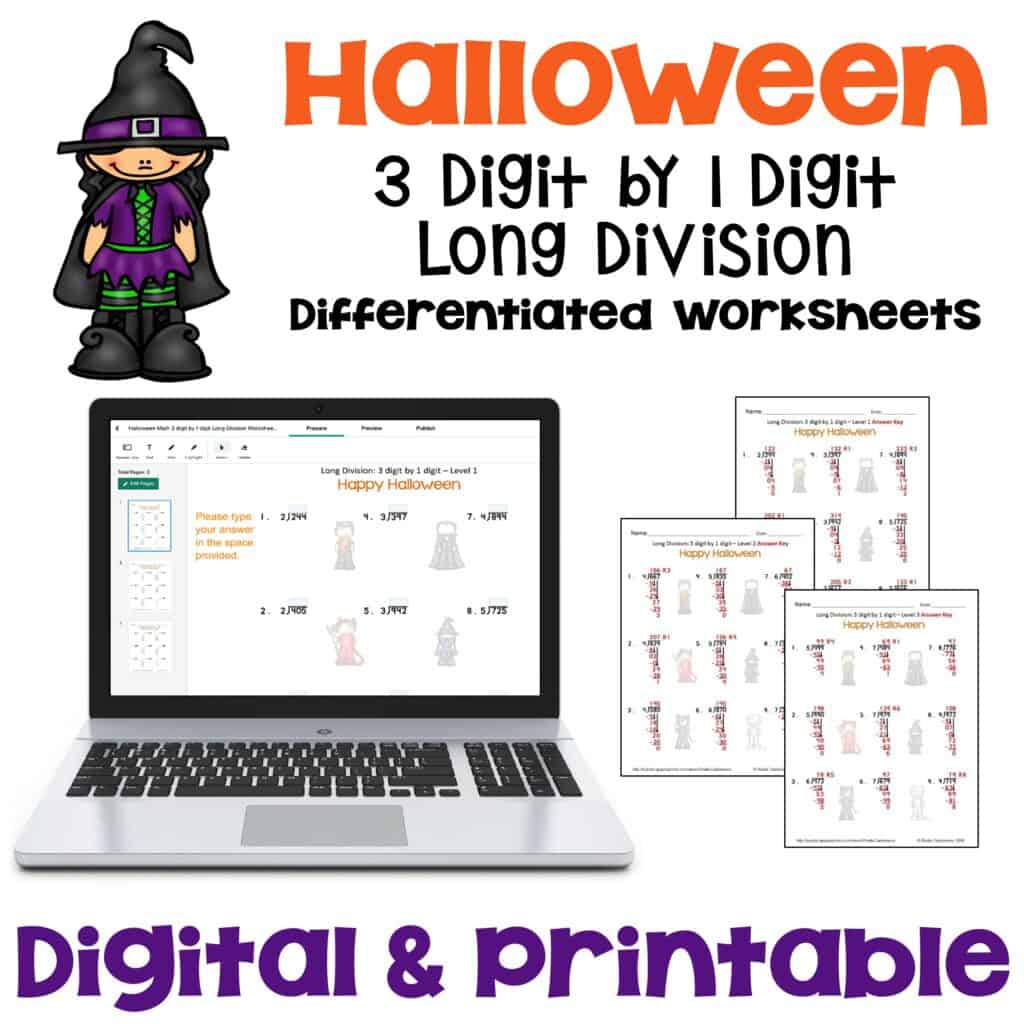 Halloween Long Division Worksheets