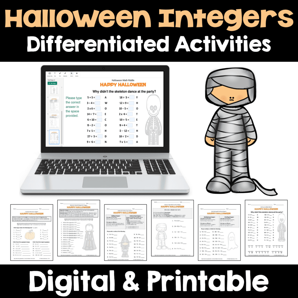 Halloween Integer Worksheets